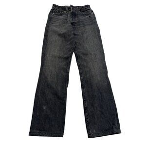 EB Denim Slim Straight Button Fly Jeans in Faded Black